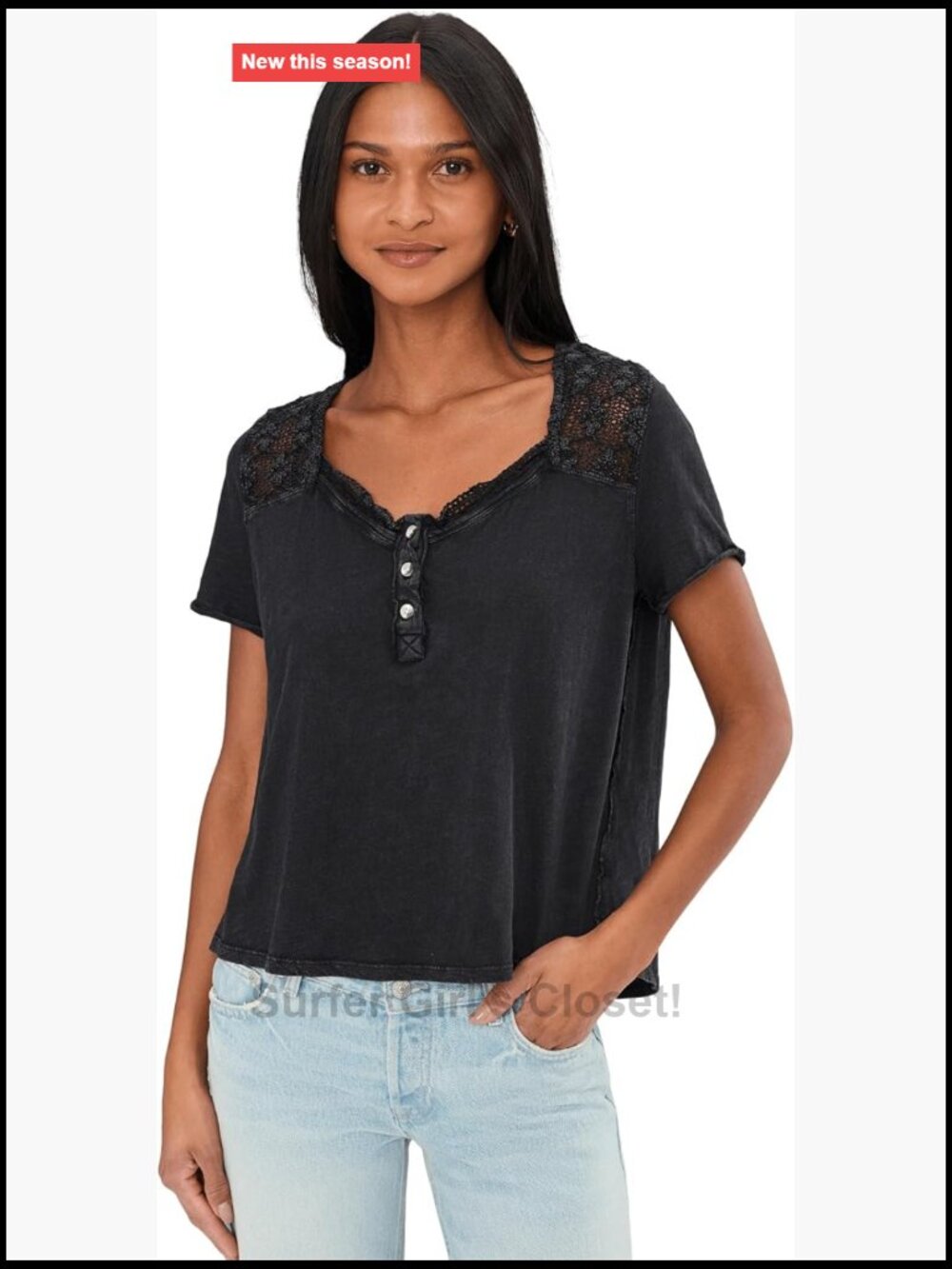 Free People Cotton Henley Tank Top Sleeveless Button Down Casual